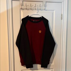 Simons Black and Dark Red Crewneck Sweater
